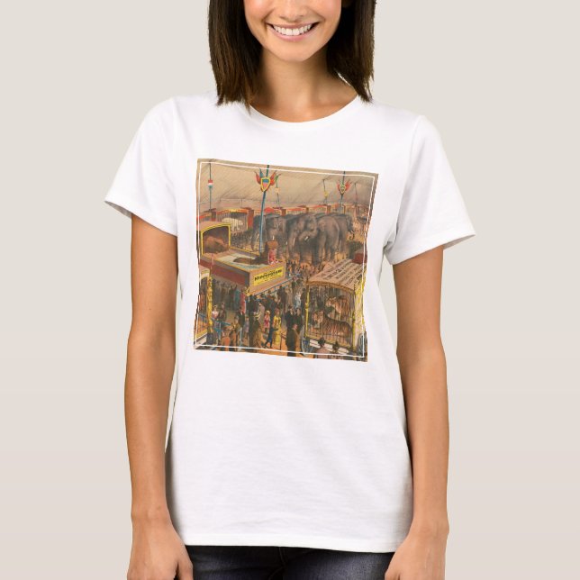 Circus Poster Of Animals On Exhibit In A Tent T-Shirt (Front)