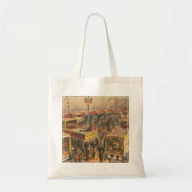 Circus Poster Of Animals On Exhibit In A Tent Tote Bag (Front)