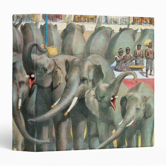 Circus Poster Of Elephants And Animals In Cages 3 Ring Binder (Front/Spine)