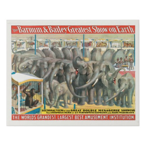 Circus Poster Of Elephants And Animals In Cages Faux Canvas Print