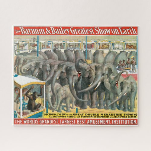 Circus Poster Of Elephants And Animals In Cages Jigsaw Puzzle