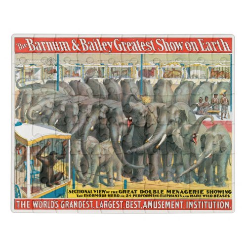 Circus Poster Of Elephants And Animals In Cages Jigsaw Puzzle