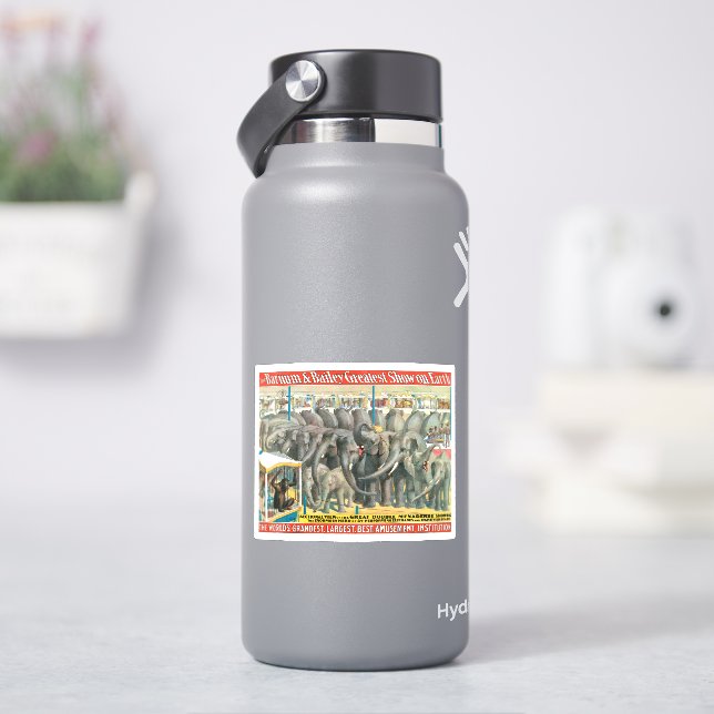 Circus Poster Of Elephants And Animals In Cages Sticker (HydroFlask)