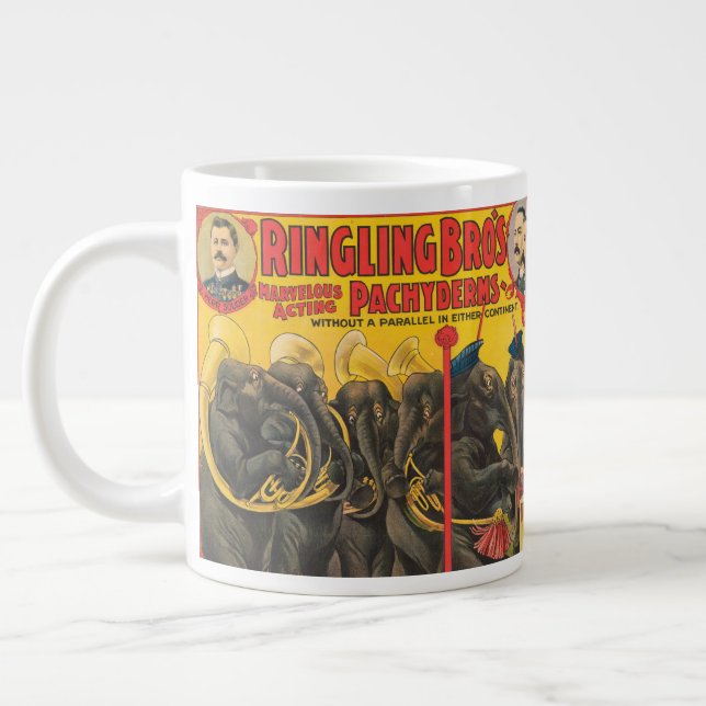 Circus Poster Of Elephants Performing Giant Coffee Mug (Left)