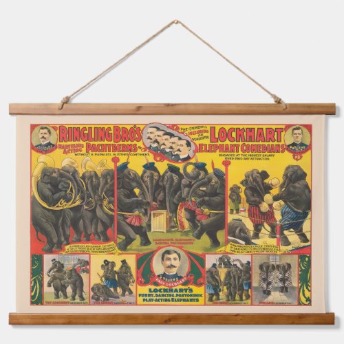 Circus Poster Of Elephants Performing Hanging Tapestry