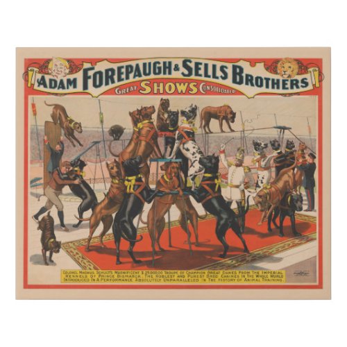 Circus Poster Of Great Danes With Trainer Faux Canvas Print