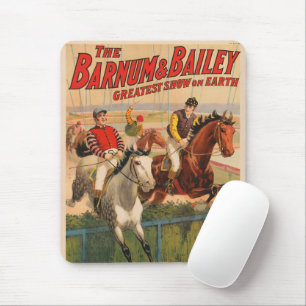 Circus Poster Of Jockeys On Horses Jumping A Hedge Mouse Pad