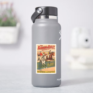 Circus Poster Of Jockeys On Horses Jumping A Hedge Sticker