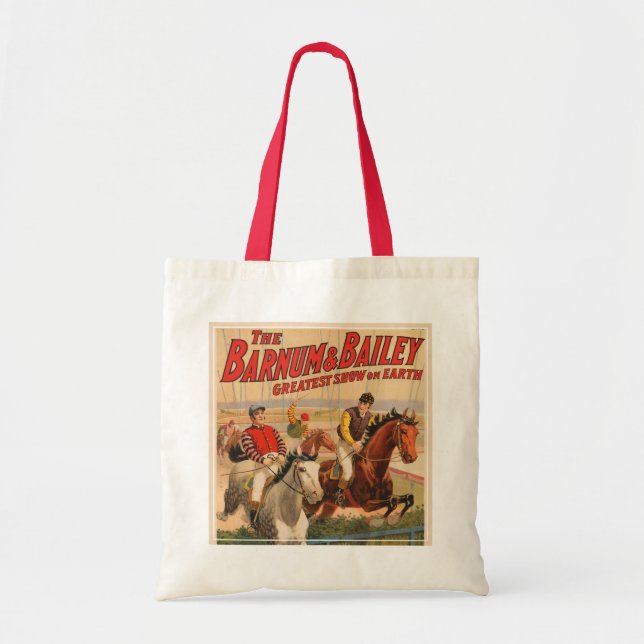 Circus Poster Of Jockeys On Horses Jumping A Hedge Tote Bag (Front)