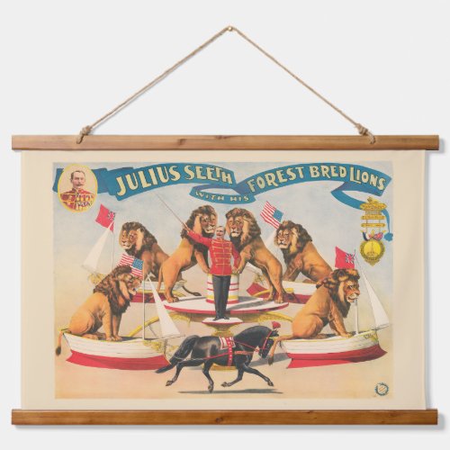 Circus Poster Of Julius Seeth With His Lions Hanging Tapestry