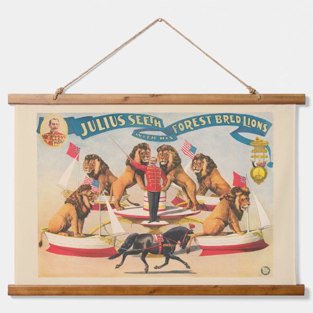 Circus Poster Of Julius Seeth With His Lions Hanging Tapestry (Front)