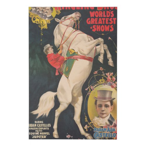 Circus Poster Of Madam Ada Castello On A Horse Faux Canvas Print