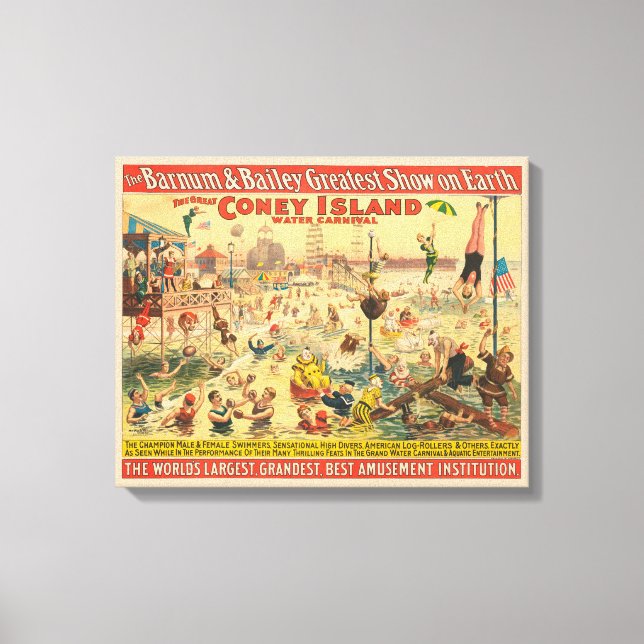 Circus Poster Of People In Costumes Performing Canvas Print (Front)