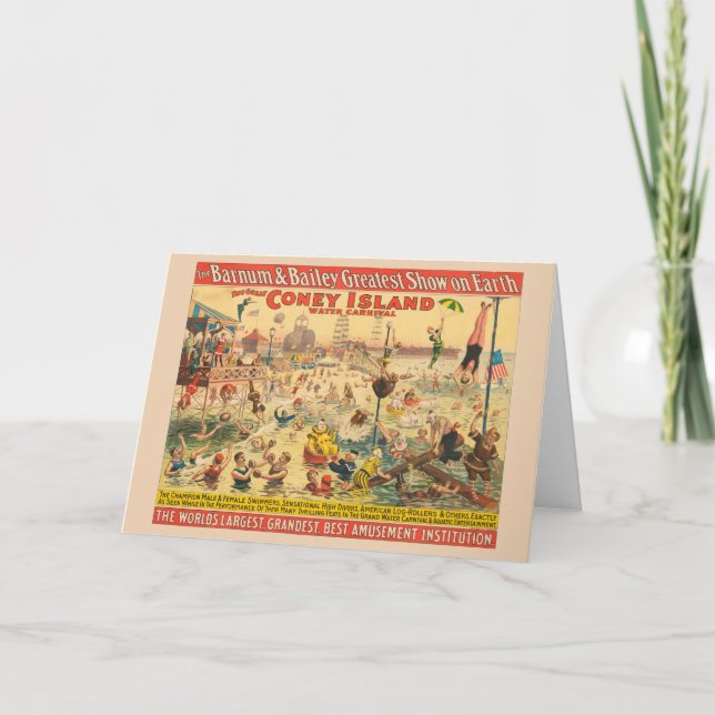 Circus Poster Of People In Costumes Performing Card (Front)