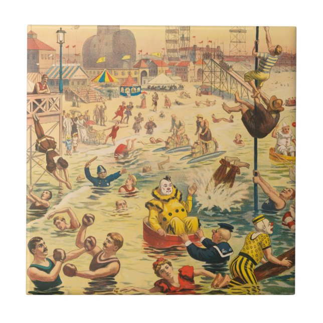 Circus Poster Of People In Costumes Performing Ceramic Tile (Front)