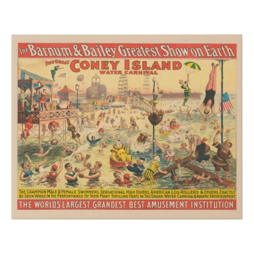 Circus Poster Of People In Costumes Performing Faux Canvas Print