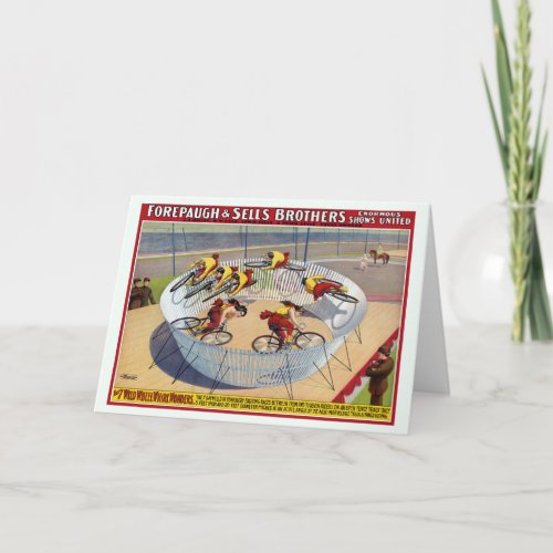 Circus Poster Of The Seven Gaynells Riding Bikes Card