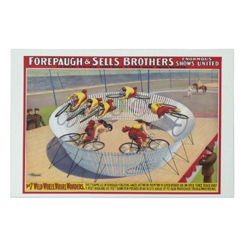 Circus Poster Of The Seven Gaynells Riding Bikes Faux Canvas Print