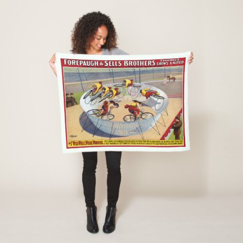 Circus Poster Of The Seven Gaynells Riding Bikes Fleece Blanket