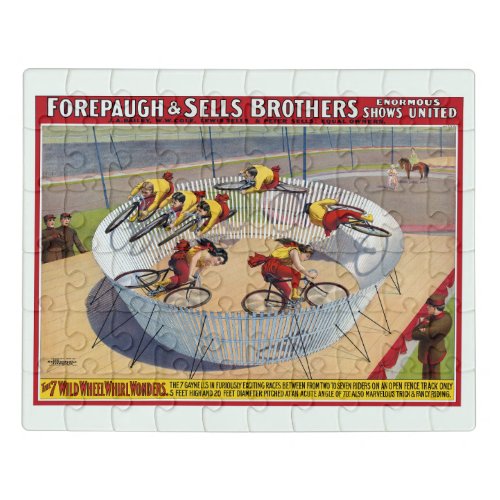 Circus Poster Of The Seven Gaynells Riding Bikes Jigsaw Puzzle