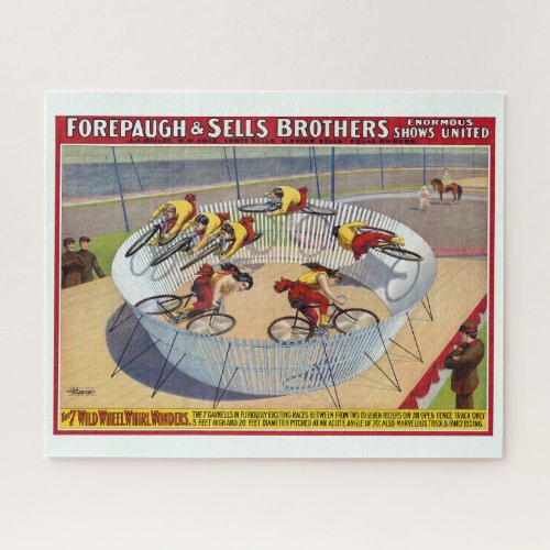 Circus Poster Of The Seven Gaynells Riding Bikes Jigsaw Puzzle