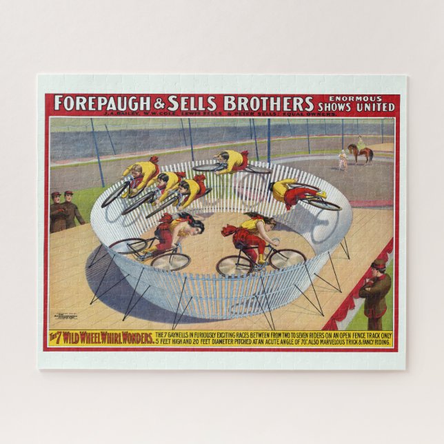 Circus Poster Of The Seven Gaynells Riding Bikes Jigsaw Puzzle (Horizontal)