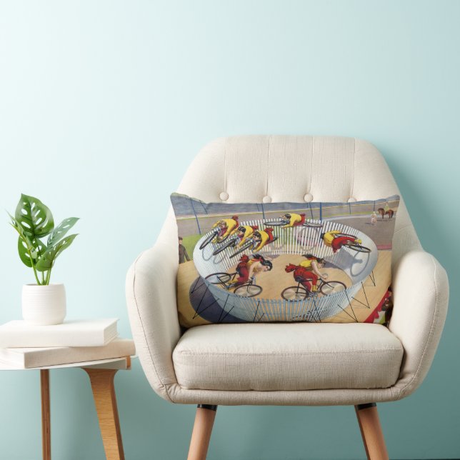 Circus Poster Of The Seven Gaynells Riding Bikes Lumbar Pillow (Chair)