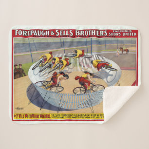 Circus Poster Of The Seven Gaynells Riding Bikes Sherpa Blanket