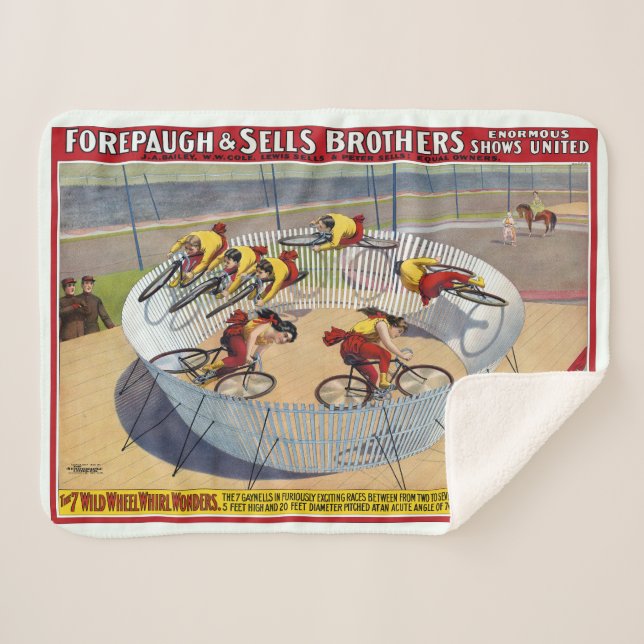 Circus Poster Of The Seven Gaynells Riding Bikes Sherpa Blanket (Front (Horizontal))