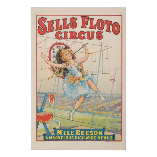 Circus Poster Of Tight_Rope Walker With A Parasol Faux Canvas Print