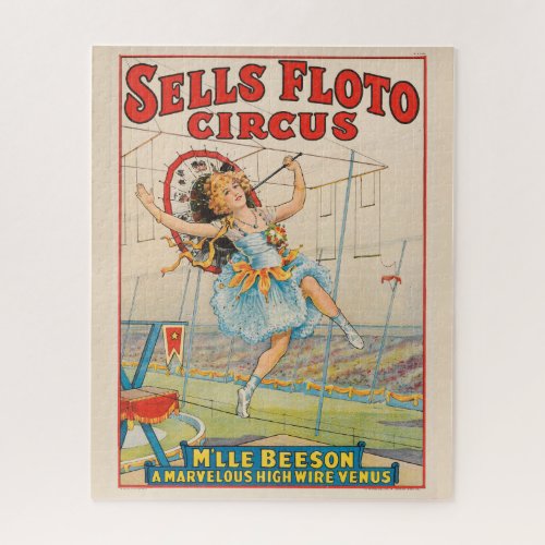 Circus Poster Of Tight_Rope Walker With A Parasol Jigsaw Puzzle