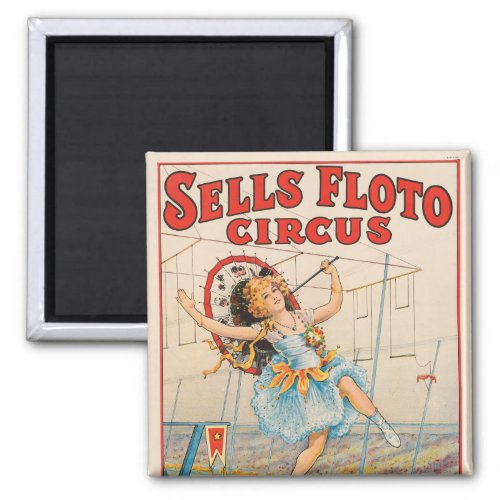 Circus Poster Of Tight_Rope Walker With A Parasol Magnet