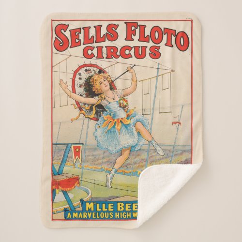 Circus Poster Of Tight_Rope Walker With A Parasol Sherpa Blanket