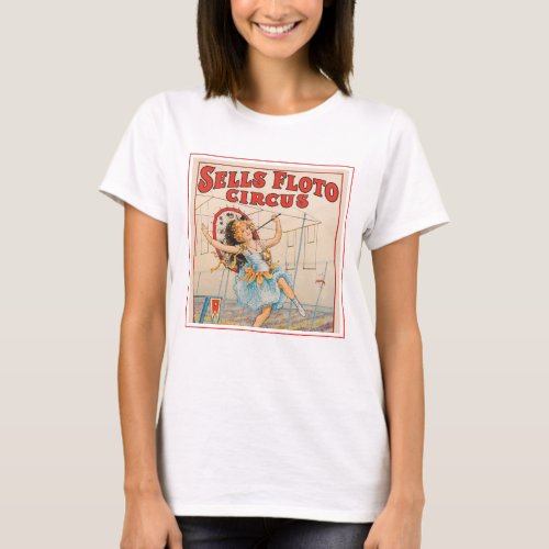 Circus Poster Of Tight_Rope Walker With A Parasol T_Shirt