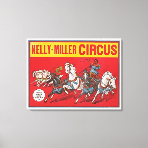Circus Poster Of Two Men In Chariots Racing Canvas Print