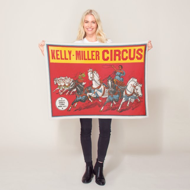 Circus Poster Of Two Men In Chariots Racing Fleece Blanket (In Situ)