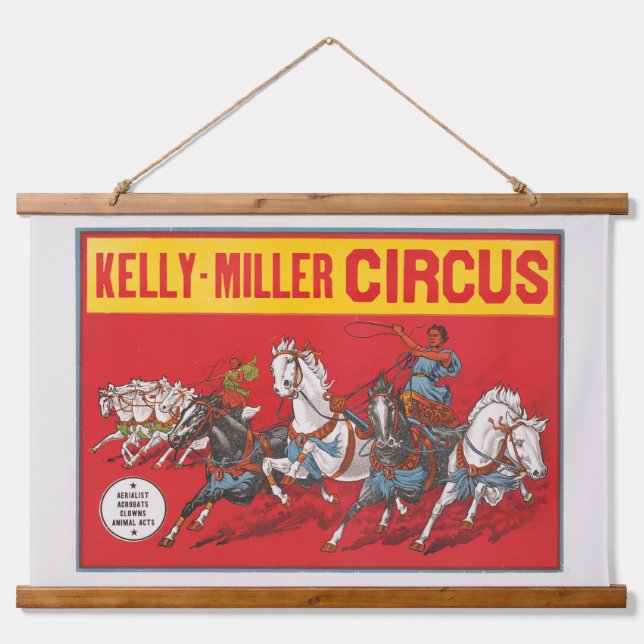 Circus Poster Of Two Men In Chariots Racing Hanging Tapestry (Front)