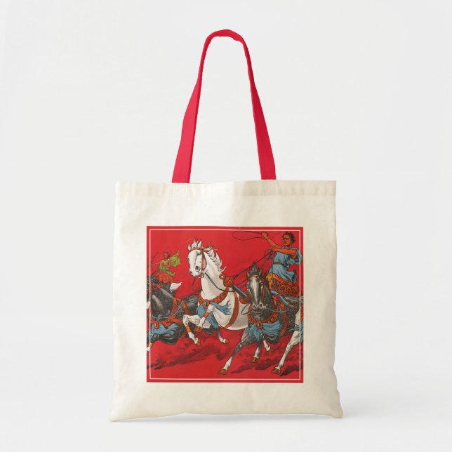 Circus Poster Of Two Men In Chariots Racing Tote Bag (Front)