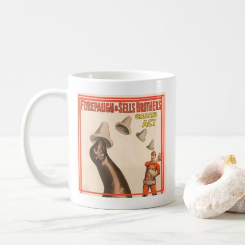Circus Poster Showing A Sea Lion Catching Hats Coffee Mug