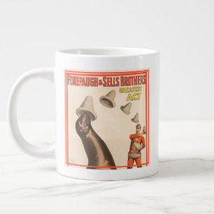 Circus Poster Showing A Sea Lion Catching Hats Giant Coffee Mug