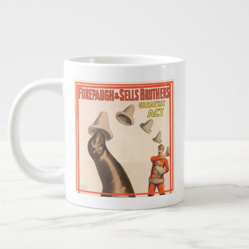 Circus Poster Showing A Sea Lion Catching Hats Giant Coffee Mug