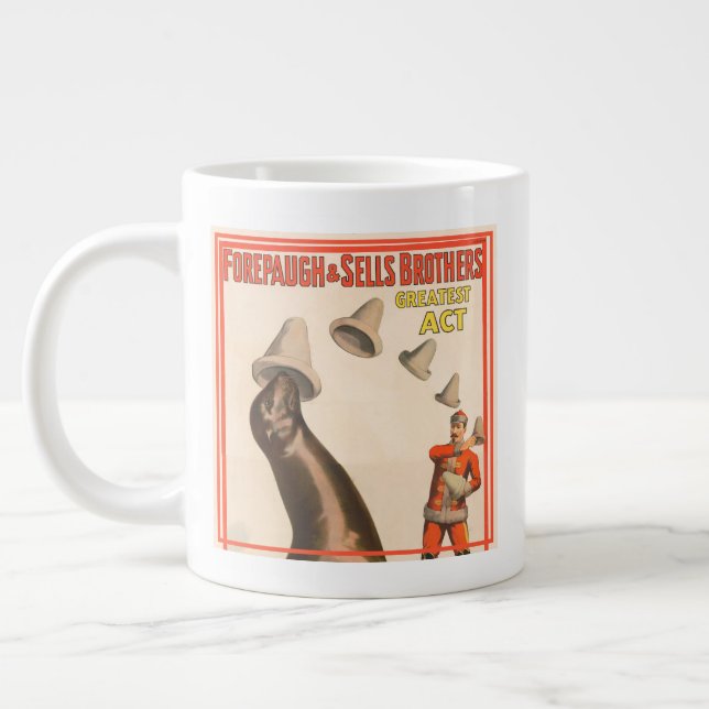 Circus Poster Showing A Sea Lion Catching Hats Giant Coffee Mug (Left)