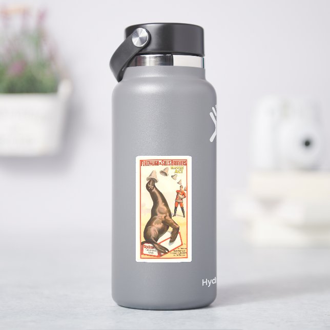 Circus Poster Showing A Sea Lion Catching Hats Sticker (HydroFlask)
