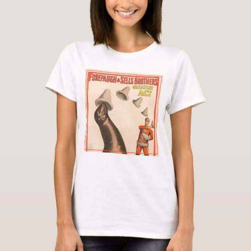 Circus Poster Showing A Sea Lion Catching Hats T_Shirt