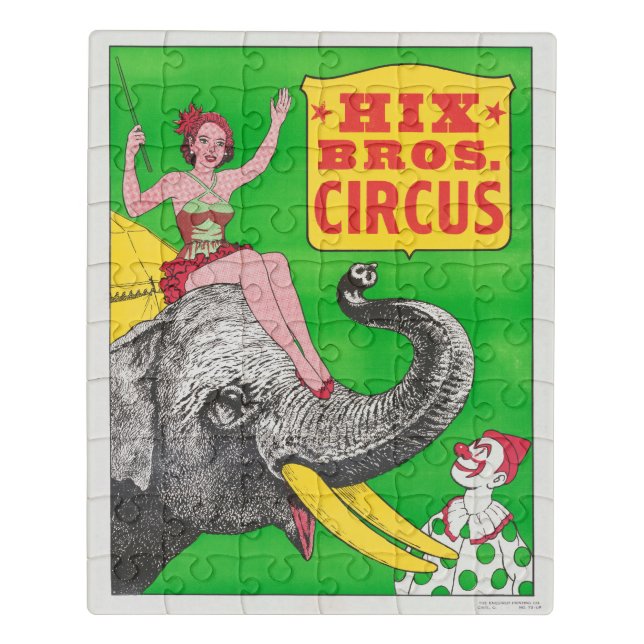 Circus Poster Showing A Woman An Riding Elephant. Jigsaw Puzzle (Puzzle Vertical)