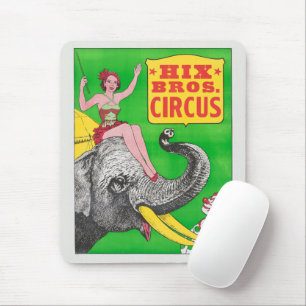 Circus Poster Showing A Woman An Riding Elephant. Mouse Pad