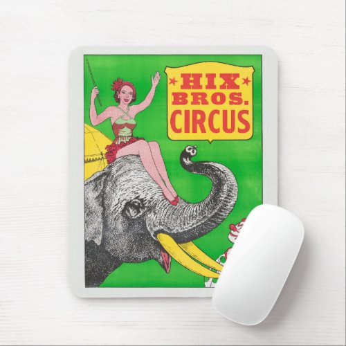 Circus Poster Showing A Woman An Riding Elephant Mouse Pad