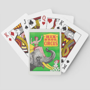 Circus Poster Showing A Woman An Riding Elephant. Poker Cards