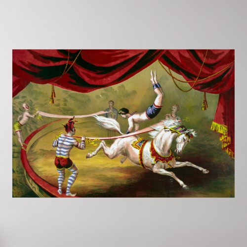 Circus Poster Showing Acrobat Performing On Horse