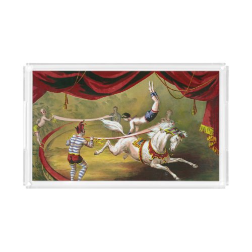 Circus Poster Showing Acrobat Performing On Horse Acrylic Tray